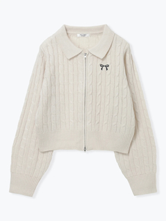 LUDIC PARK(ルディックパーク) |リボン刺繍ラメニットWZIPカーディガン