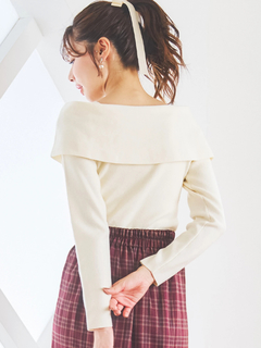 LUDIC PARK(ルディックパーク) |ビジュー付きリボンオフショルニットトップス