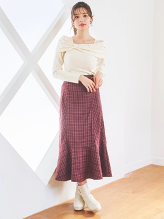 LUDIC PARK(ルディックパーク) |ビジュー付きリボンオフショルニットトップス