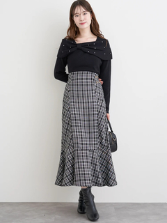 LUDIC PARK(ルディックパーク) |ビジュー付きリボンオフショルニットトップス