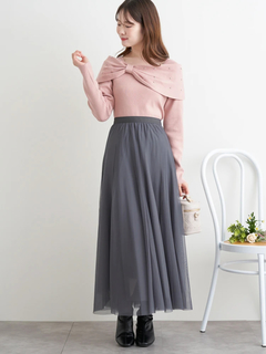 LUDIC PARK(ルディックパーク) |ビジュー付きリボンオフショルニットトップス