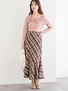 LUDIC PARK(ルディックパーク) |ビジュー付きリボンオフショルニットトップス