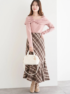 LUDIC PARK(ルディックパーク) |ビジュー付きリボンオフショルニットトップス