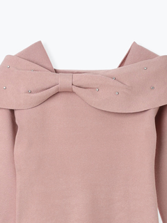 LUDIC PARK(ルディックパーク) |ビジュー付きリボンオフショルニットトップス