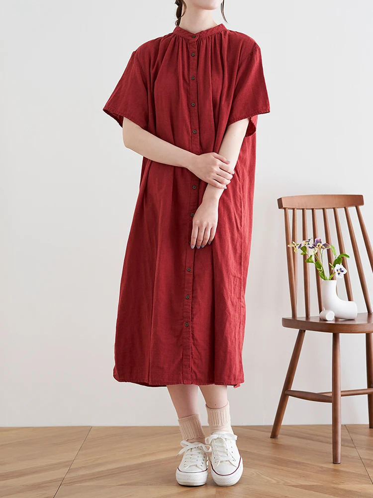 オーガニックコットン100％】バンドカラーワンピース / Hare no hi