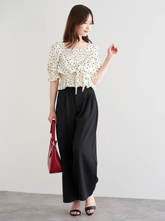 LUDIC PARK(ルディックパーク) |ドット柄シャーリングリボンブラウス