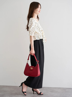 LUDIC PARK(ルディックパーク) |ドット柄シャーリングリボンブラウス