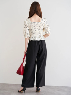 LUDIC PARK(ルディックパーク) |ドット柄シャーリングリボンブラウス