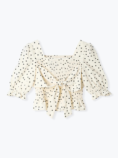 LUDIC PARK(ルディックパーク) |ドット柄シャーリングリボンブラウス