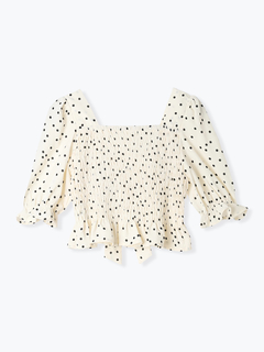 LUDIC PARK(ルディックパーク) |ドット柄シャーリングリボンブラウス
