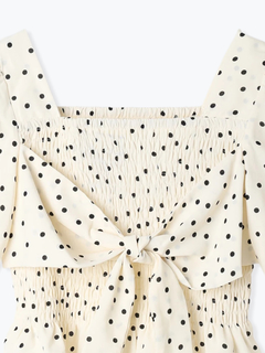 LUDIC PARK(ルディックパーク) |ドット柄シャーリングリボンブラウス