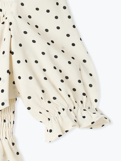 LUDIC PARK(ルディックパーク) |ドット柄シャーリングリボンブラウス