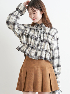 LUDIC PARK(ルディックパーク) |チェック柄フリルショート丈シャツ