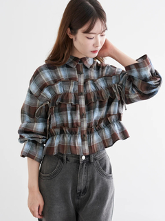 LUDIC PARK(ルディックパーク) |チェック柄フリルショート丈シャツ