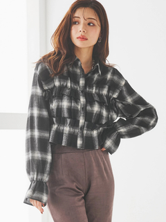 LUDIC PARK(ルディックパーク) |チェック柄フリルショート丈シャツ