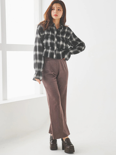 LUDIC PARK(ルディックパーク) |チェック柄フリルショート丈シャツ