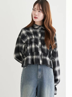 LUDIC PARK(ルディックパーク) |チェック柄フリルショート丈シャツ