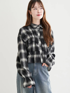 LUDIC PARK(ルディックパーク) |チェック柄フリルショート丈シャツ