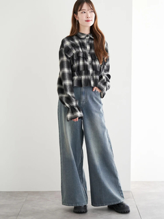 LUDIC PARK(ルディックパーク) |チェック柄フリルショート丈シャツ