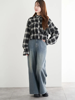 LUDIC PARK(ルディックパーク) |チェック柄フリルショート丈シャツ