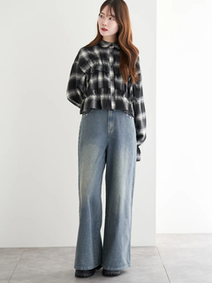 LUDIC PARK(ルディックパーク) |チェック柄フリルショート丈シャツ