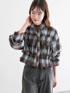 LUDIC PARK(ルディックパーク) |チェック柄フリルショート丈シャツ