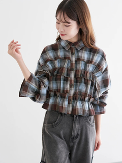 LUDIC PARK(ルディックパーク) |チェック柄フリルショート丈シャツ