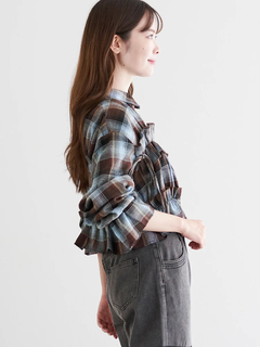 LUDIC PARK(ルディックパーク) |チェック柄フリルショート丈シャツ