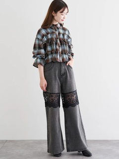 LUDIC PARK(ルディックパーク) |チェック柄フリルショート丈シャツ