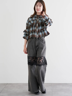 LUDIC PARK(ルディックパーク) |チェック柄フリルショート丈シャツ