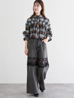 LUDIC PARK(ルディックパーク) |チェック柄フリルショート丈シャツ