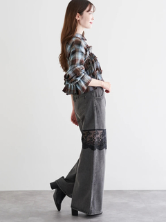 LUDIC PARK(ルディックパーク) |チェック柄フリルショート丈シャツ