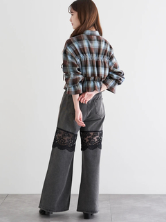 LUDIC PARK(ルディックパーク) |チェック柄フリルショート丈シャツ