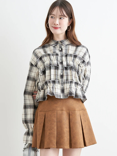 LUDIC PARK(ルディックパーク) |チェック柄フリルショート丈シャツ