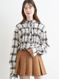LUDIC PARK(ルディックパーク) |チェック柄フリルショート丈シャツ