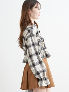 LUDIC PARK(ルディックパーク) |チェック柄フリルショート丈シャツ
