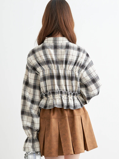 LUDIC PARK(ルディックパーク) |チェック柄フリルショート丈シャツ