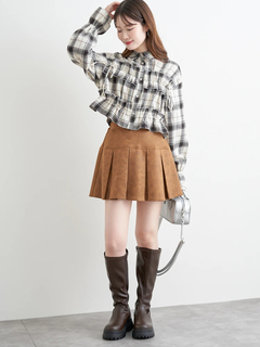 LUDIC PARK(ルディックパーク) |チェック柄フリルショート丈シャツ