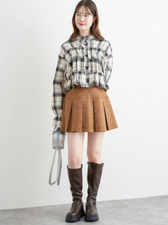 LUDIC PARK(ルディックパーク) |チェック柄フリルショート丈シャツ