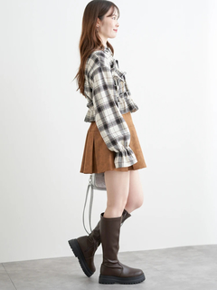 LUDIC PARK(ルディックパーク) |チェック柄フリルショート丈シャツ