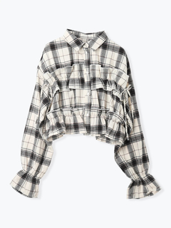 LUDIC PARK(ルディックパーク) |チェック柄フリルショート丈シャツ