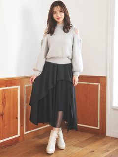 LUDIC PARK(ルディックパーク) |ビット付きアシメラッフルスカート