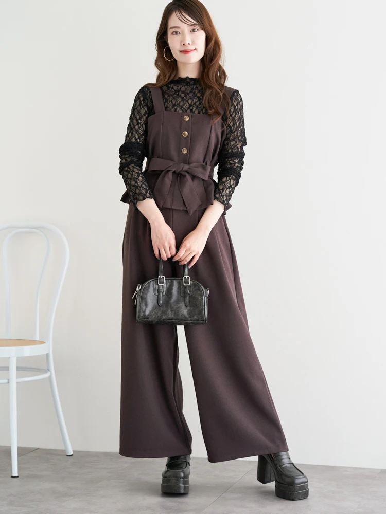 SET]ウエストリボンビスチェ×ワイドパンツセットアップ / LUDIC PARK