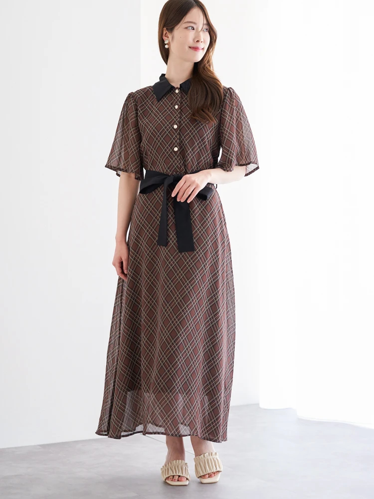美品✨ポールスミス　リバティ総柄ウエストリボンワンピース　大きいサイズ 柄ワンピース 総柄 ウエストリボン[品番：JSFW0010380]｜JS