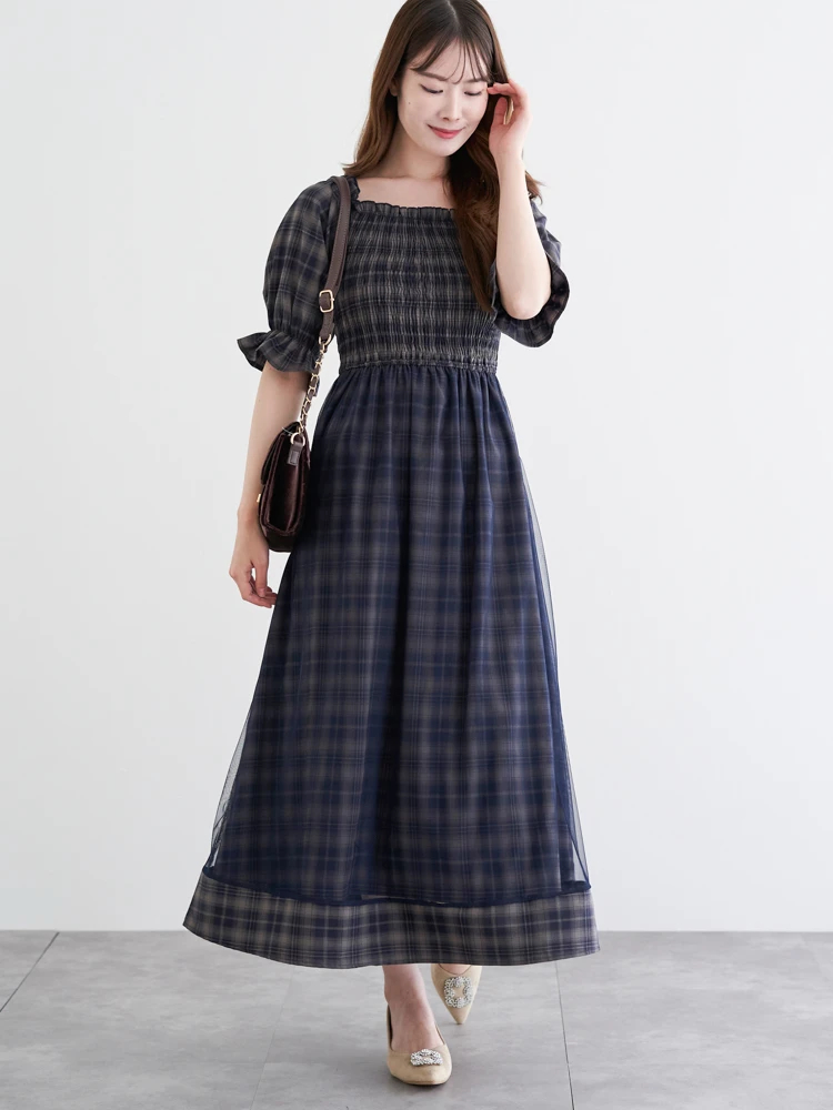 TELMA チュール　チェック　ワンピース TELMA チュール チェック ワンピース