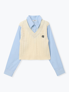 LUDIC PARK(ルディックパーク) |ケーブルベストレイヤード風シャツ