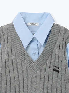 LUDIC PARK(ルディックパーク) |ケーブルベストレイヤード風シャツ