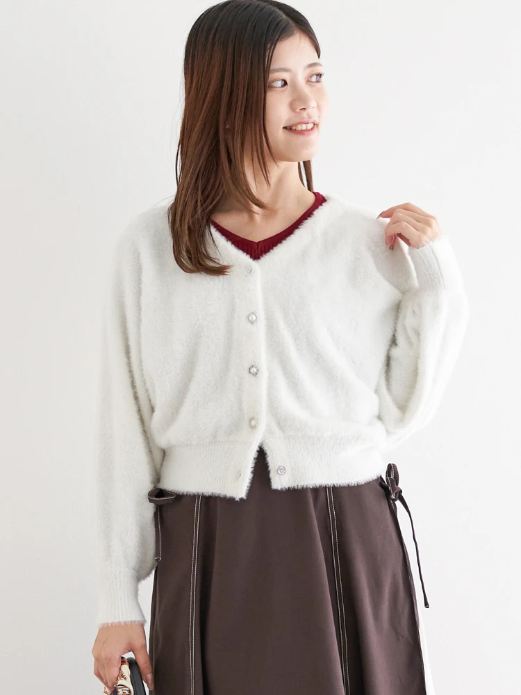 LUDIC PARK(ルディックパーク) |マルチパールボタンラメ入りシャギーニットカーディガン