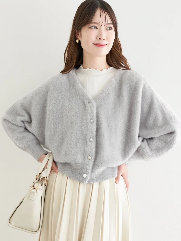 マルチパールボタンラメ入りシャギーニットカーディガン / LUDIC PARK