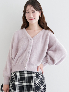 LUDIC PARK(ルディックパーク) |マルチパールボタンラメ入りシャギーニットカーディガン